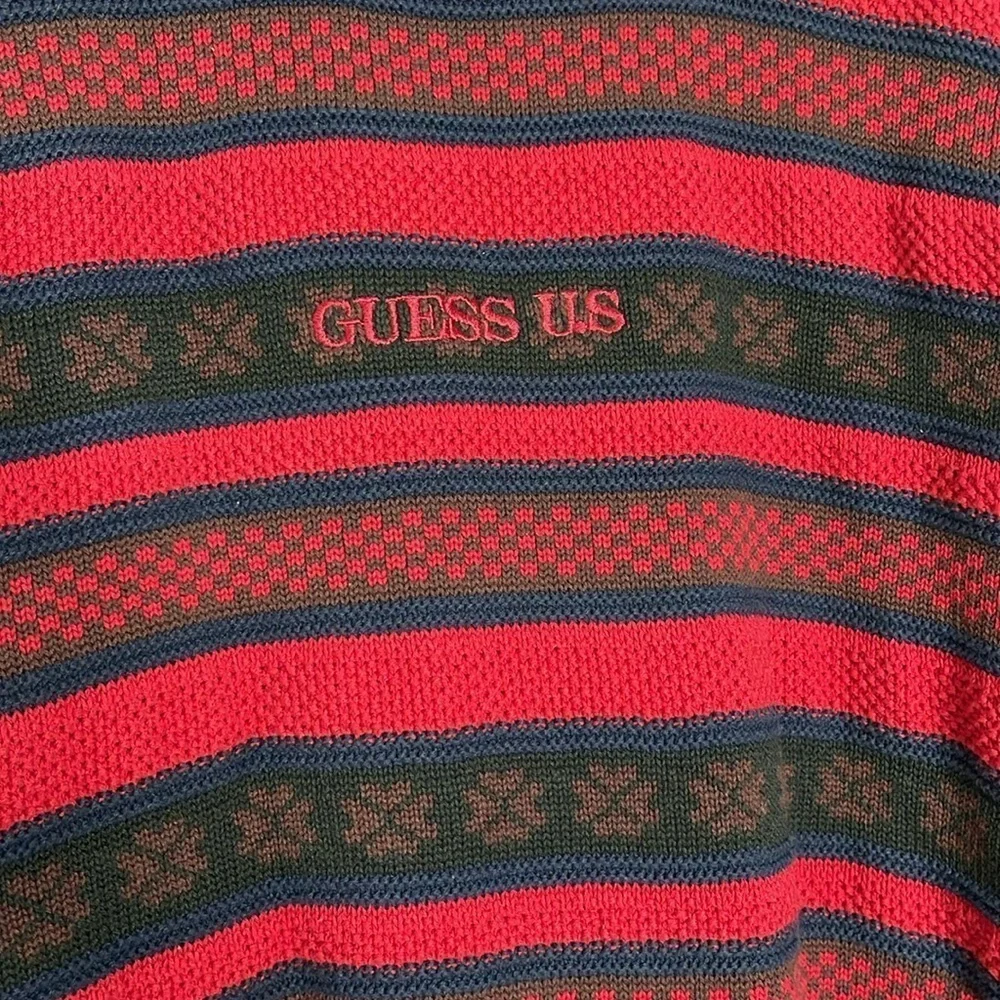 Vintage Men's Guess U.S. 100% Cotton Knit Crew Neck Y2K Sweater Size Medium